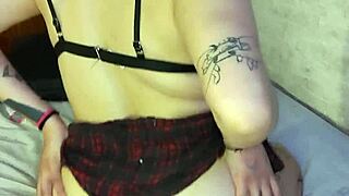skinny whore rams dildo deep into her ass