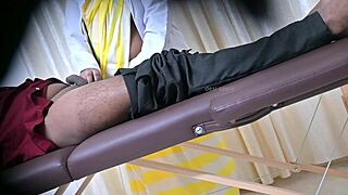 lucky patient gets hot handjob from sexy doctor in hospital