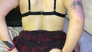 skinny whore rams dildo deep into her ass