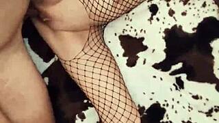 fishnets hugging milf's ass look so fuckable up close