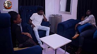 hot damn this couple bangs cute african teen's tight pussy quick