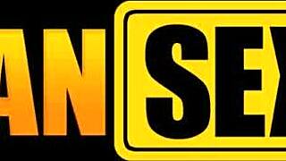 Euro producer pounds natural tits ebony bikini model's tight pussy raw!