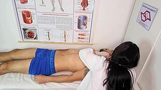 Brazilian nurse stimulates young patient to rock-hard erection during kinky hospital session