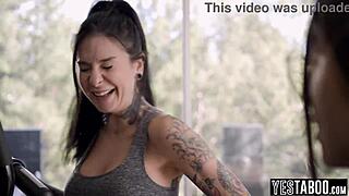 Nerdy teen lesbian seduces and pleasures her milf stepsister's girlfriend deeply