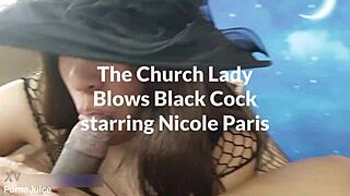 Church lady Nicole Paris blows massive black cock trailer