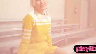 petite blonde milf cheerleader strips to show big ass