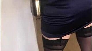 sexy french blonde in lingerie rims stepmom's thong while bent over doggystyle nasty