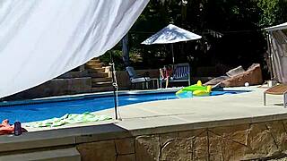 lexi bloom cute petite coed tied up poolside for monster cock deepthroat cum facial?