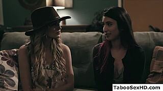 sexy 18+ teen lesbian gets tricked into wet pussy licking with horny milf