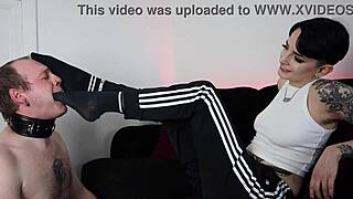 Goth goddess dominates with strapon facesit, foot worship, hairy pits and piss!