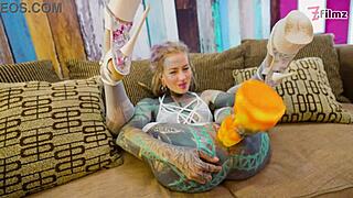 petite pornstar skinny slut fishnets heels solo anal gaping xl dildo