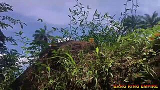 sex addicted wife craves fucking anywhere on village stream path hardcore