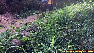 sex addicted wife craves fucking anywhere on village stream path hardcore