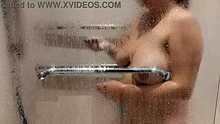 Caught Stepsister's Wet Tits And Pussy In Shower