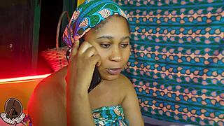 horny black milf housewife spreads puffy pussy lips for fat cock