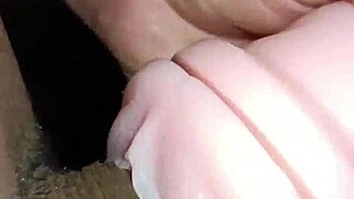 kissy blowjob close up then desk fuck creampie filling her pussy with hot cum