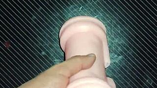 kissy blowjob close up then desk fuck creampie filling her pussy with hot cum