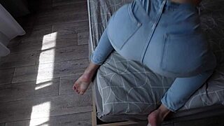 Jeans ripped open for rough doggystyle pounding wet pussy loud moans orgasm