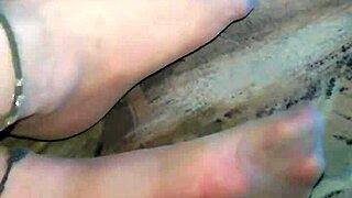 Chubby German's Sexy Feet in Fine Pantyhose Close-Up