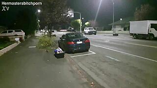 that brazen milf slut gets pissed on sidewalk as cars yell