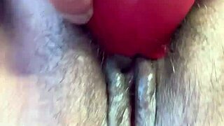 Milf Candy Cumsalot Rose SUCKS vibrator on juicy clit