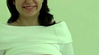 Busty next door amateur neighbor shows off natural tits.