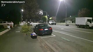 that brazen milf slut gets pissed on sidewalk as cars yell