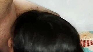 Neighbor's juicy Colombian cock sucked delicious by belly lover