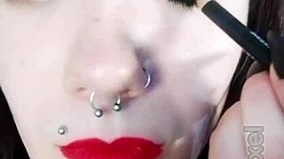 BACKSTAGE With HOT BRUNETTE Girlfriend's DIRTY Lipstick Kisses and SUBMISSIVE Tongue Play!
