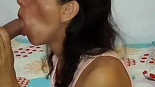 Neighbor's juicy Colombian cock sucked delicious by belly lover