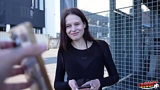 german scout grabs tiny redhead teen delina for her first rough casting with big cock pounding