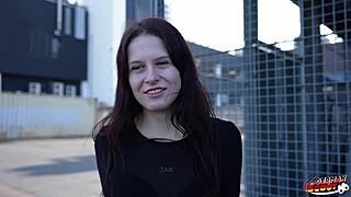 german scout grabs tiny redhead teen delina for her first rough casting with big cock pounding