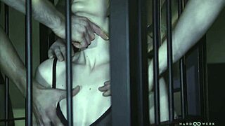 hey ask me to bang petite brunette in hardwerk orgy cage