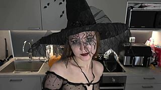 Sexual witch casts spell with deepthroat cumshot facial potion