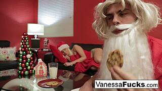 vanessa lets santa pound her tight wet pussy hardcore style