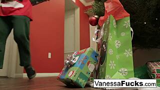 vanessa lets santa pound her tight wet pussy hardcore style