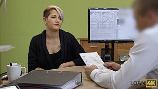 Loan4k Delivery Girl Handles Your Sausage in Office Casting for Cash