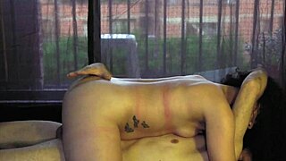 brunette latina breaks free from suspension bondage for rough cowgirl ride!