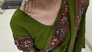 hot indian stepmom's kitchen pussy licking with stepson