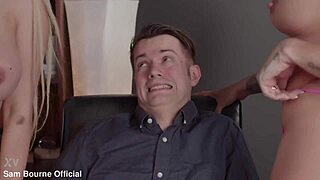 Hey boss, suck this cock deep for your raise? Cum in mouth and fuck me hard!