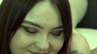 His Cum Drips from Pussy as She Strap-On Fucks Him in Chastity Belt