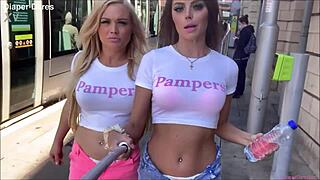 jessica morgan and tammy pink caught flashing nappies public outdoor dare