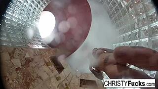 hot brunette pornstars christy and dahlia lesbian tits pussy play in steamy shower bts bathing fun