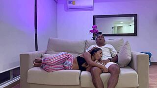 stepmom gulps stepson's creampie load in taboo roleplay