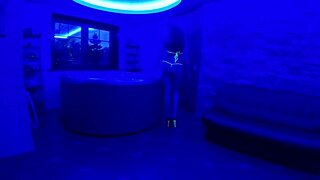 wanna see ultraviolet tease her pierced clit in wet bikini shower?