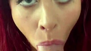 petite redhead twerks rimming then deepthroats for pov facial cumshot.