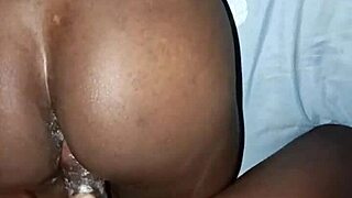 Ebonys tight pussy creams on bbc as girlfriend bends over homemade