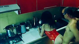 whoa this beautiful wife gets rough kitchen fuck 😈 all positions 🔥