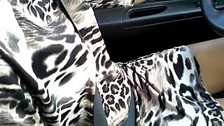 Housewife flashes and fingers in car - dare you peek at her public toy orgasm?