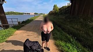 Watch This Busty Milf Bike Naked With Saggy Tits Bouncing!